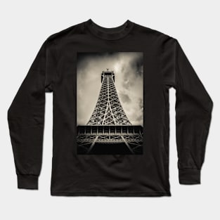 Retro Paris Eiffel Tower With Stormy Sky Long Sleeve T-Shirt